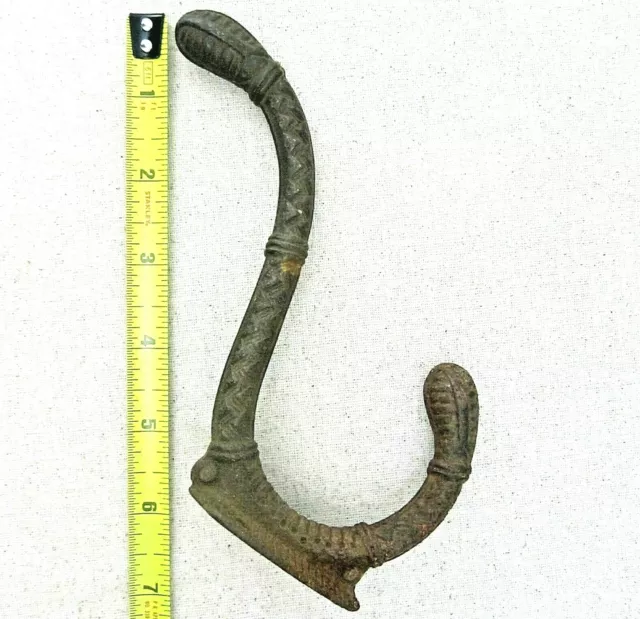 Antique Large Cast Iron Coat Hat Robe Clothes Jacket Hook Architectural Fancy