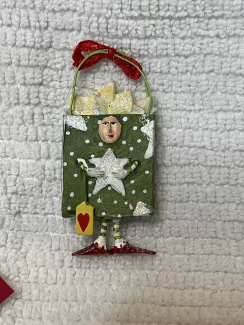 DEPT 56 Patience Brewster Krinkles GREEN STAR BAG BOY ORNAMENT with Box