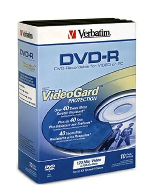 Verbatim DVD-R 4.7GB 10 Pack Video Trim Cases With VideoGard Protection 120 min
