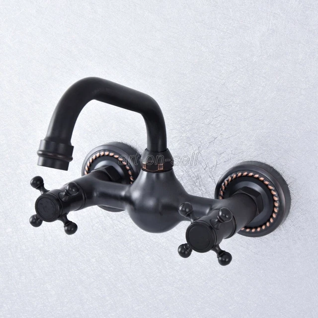 Grifo mezclador fregadero fregadero lavabo de bronce frotado con aceite grifo montaje en pared