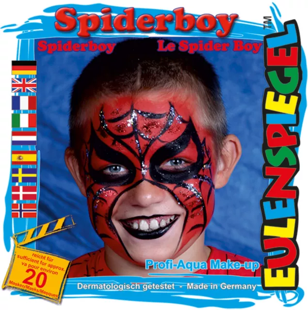 Eulenspiegel Set Tema Spiderboy, Schmink-Set Con Schmink-Anleitung Y 1 Pincel