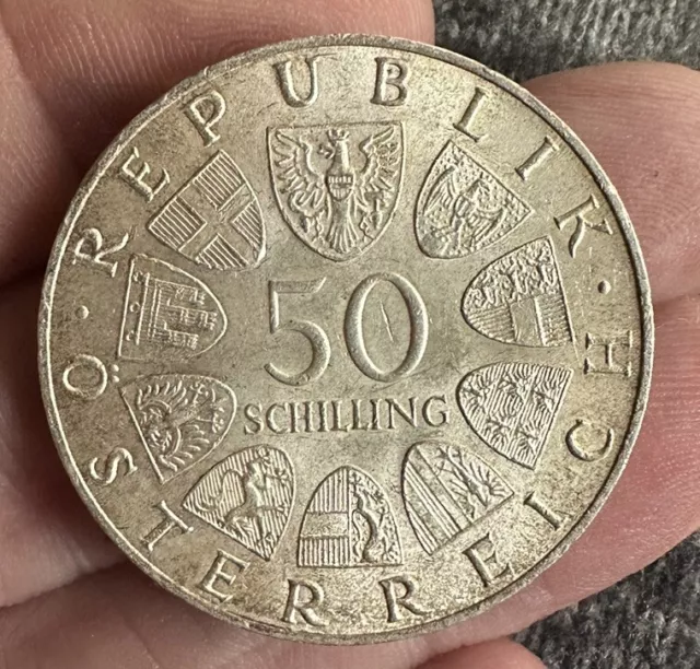 Austria 50 Shillings 1965 Silver AUNC 2