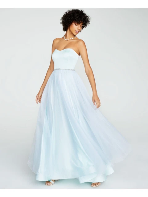 BETSEY JOHNSON Womens Light Blue Tulle Sleeveless Empire Waist Dress 2