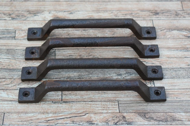 6.3" Vtg Cast Iron Door Gate Cabin Drawer Kitchen Farm Barn Pulls Handles 4pcs