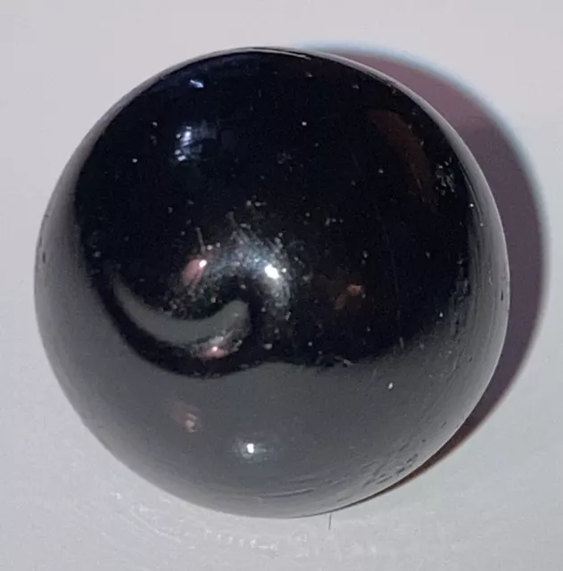 Antique Jet Black Glass Button Ball Swirl Center Metal Shank 5/8"