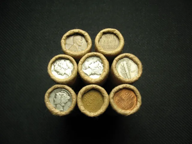OLD COIN SALE @ ONE ROLL OF WHEAT CENT PENNY w/ONE 90% SILVER US DIME GUARANTEED