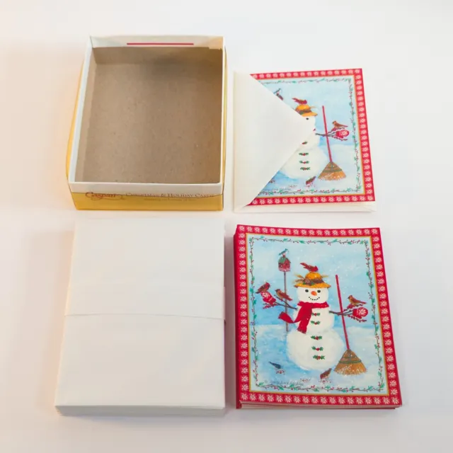 Lot of 20 Vintage UNUSED Caspari Christmas Cards Envelopes Snowman Switzerland