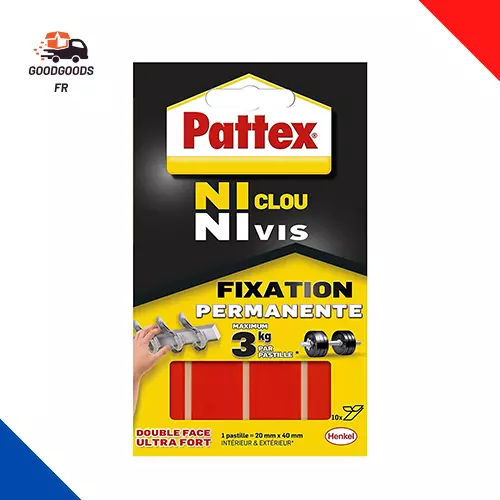 Pattex Ni Clou Ni Vis Pastilles Fixation Permanente, Pastilles Double Faces