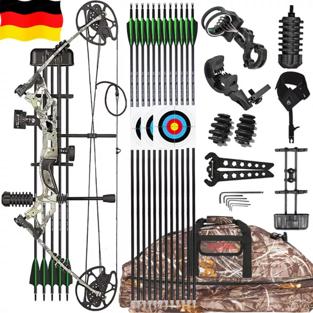 30-70lbs Compoundbogen Set Jagdbogen Sportbogen Bogenschießen Pfeil Angeln Jagd