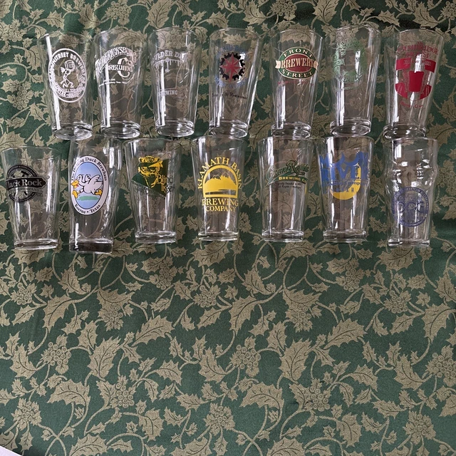 Beer Bar Glass ~Thirsty Dog Bullfrog Ale Dodging Duck Moon River Blind Tiger etc