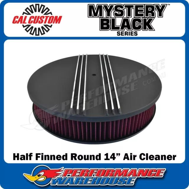 14" Round Air Cleaner Half Finned Black Suit 5-1/8" Neck Holley, Edelbrock