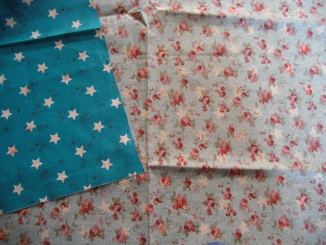 Coupons De Tissu Gorjuss + Fleurs Vertes - Coton - Lot De 2 Pièces - Neuf - Pour Couture & Créations