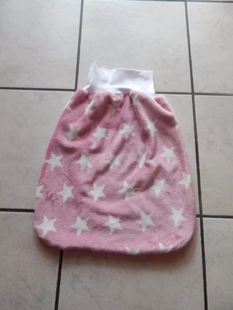 Pucksack / Schlafsack / Strampelsack aus Plüschfleece  rosa mit Sterne