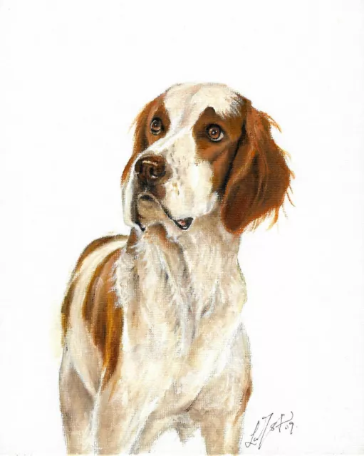 @ Original Oil Portrait Painting IRISH RED WHITE SETTER Dog Artist Signed Art