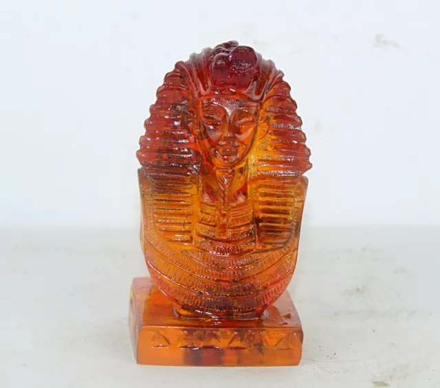 Rare Ancient Egyptian Antique Amber Statue Head of King Tut Egyptology BC