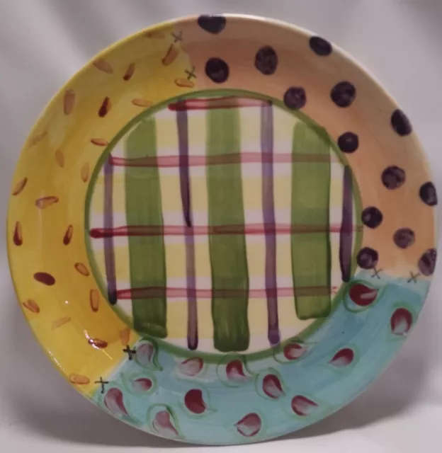 Vicki Carroll Studio Pottery Signed Plate Whimsical Spring Colorful 1995
