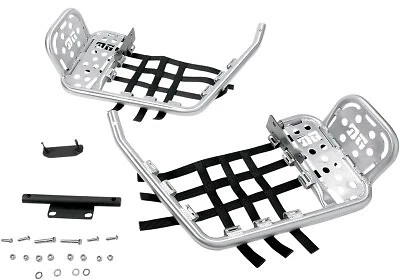 DG Performance HG Alloy Series Nerf Bars Silver Bar - Black Web #607-4170
