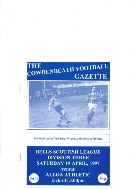 Cowdenbeath V Alloa Athletic 19/4/1997 League Match Programme