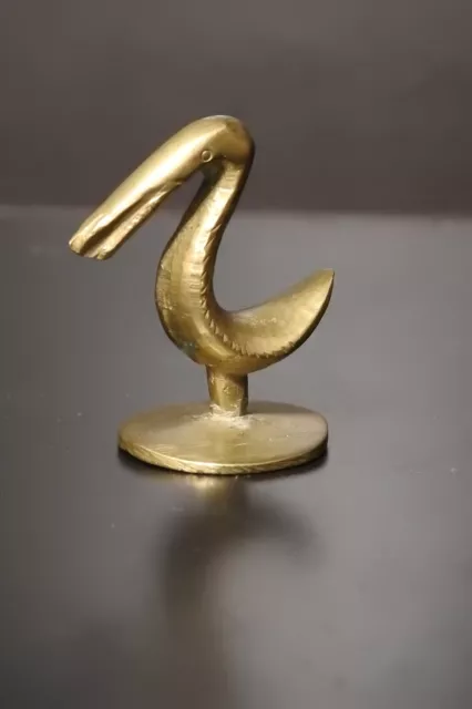 Miniature Abstract Brass Duck Figurine, great vintage shape 2