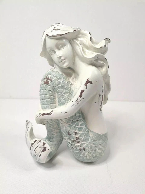 Architectural Salvage Mermaid Statue Lady Beach Ocean Nautical Figure VTG-White