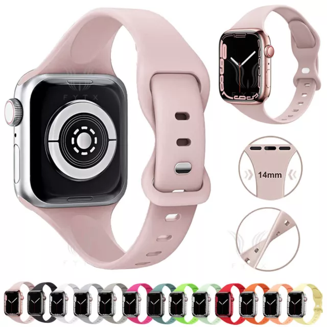 Schlankes Silikon Uhrenband Sport armband für Apple Watch Series 9 8 7 6 5 4 3 2