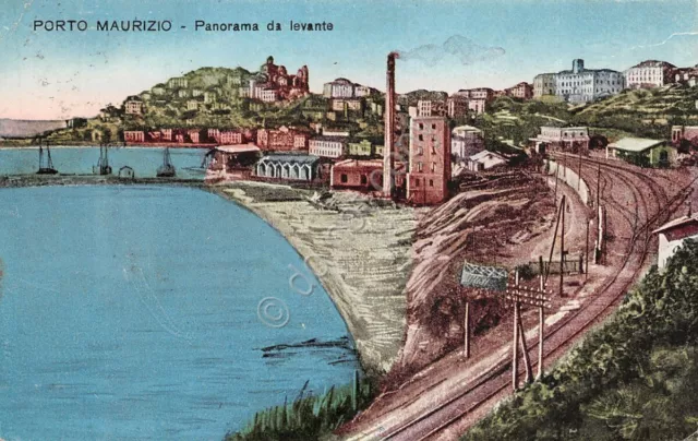 Cartolina Porto Maurizio Panorama da Levante 1949 illustrata