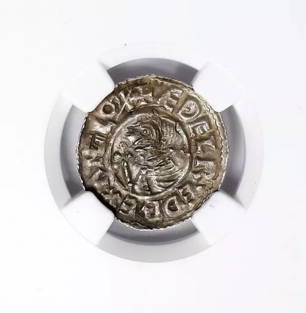 978-1016 England Aethelred Ii Penny Exeter Mint; Edric Moneyer Ngc Au Details