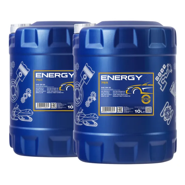 20 (2x10) Liter MANNOL SAE 5W-30 ENERGY Motoröl VW 502.00 / 505.00 / MB229.3