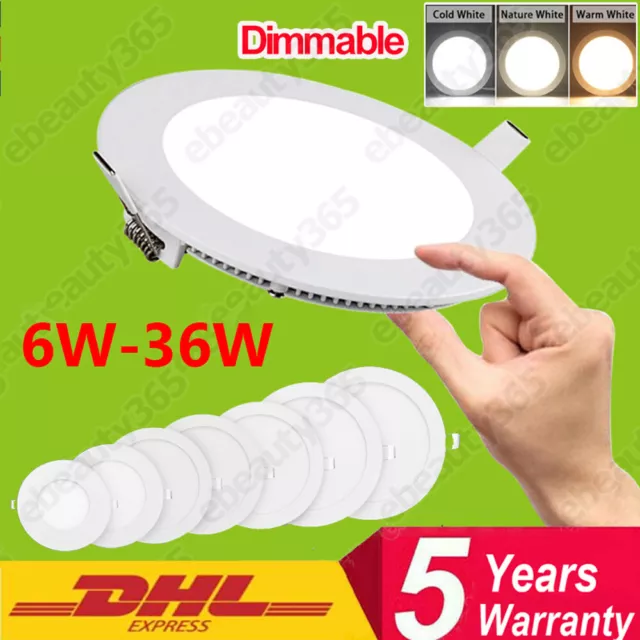 6W-36W LED Recessed Flush Mounted Ceiling Slim Panel Down Light Round Spotlights