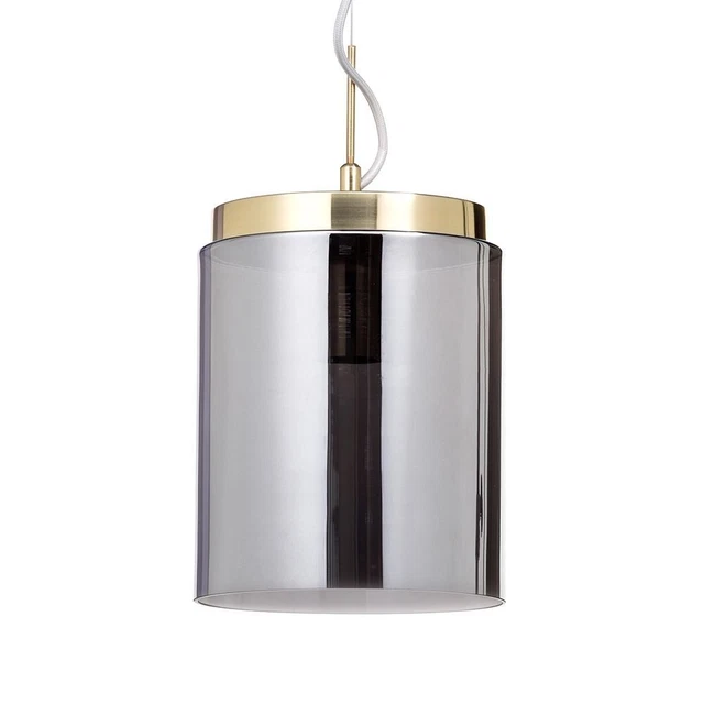 Litecraft Deckenanhänger 1 Leuchte mit Rauchglasschirm - Satin Messing Abstand