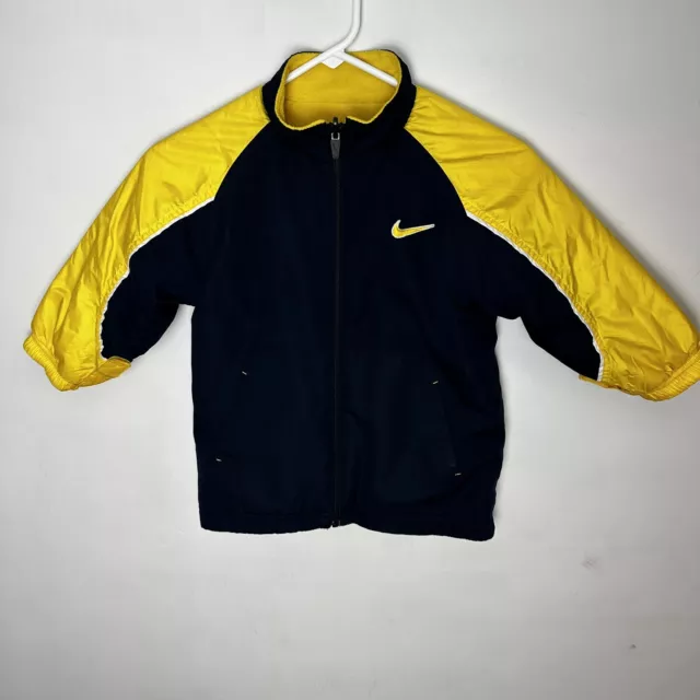 Vintage Nike Coat Winter Jacket kids 4T Reversible yellow navy blue water resist