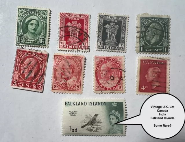 ASSORTED WORLD STAMPS (SMALL LOT) UK Canada India Falkland Islands ST-356