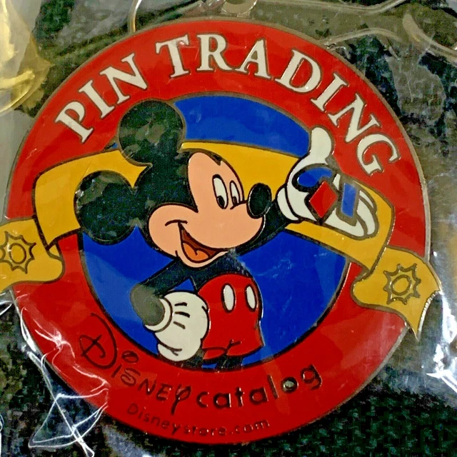DISNEY CATALOG MICKEY Mouse Pin Trading Logo Medallion w/ Black Lanyard