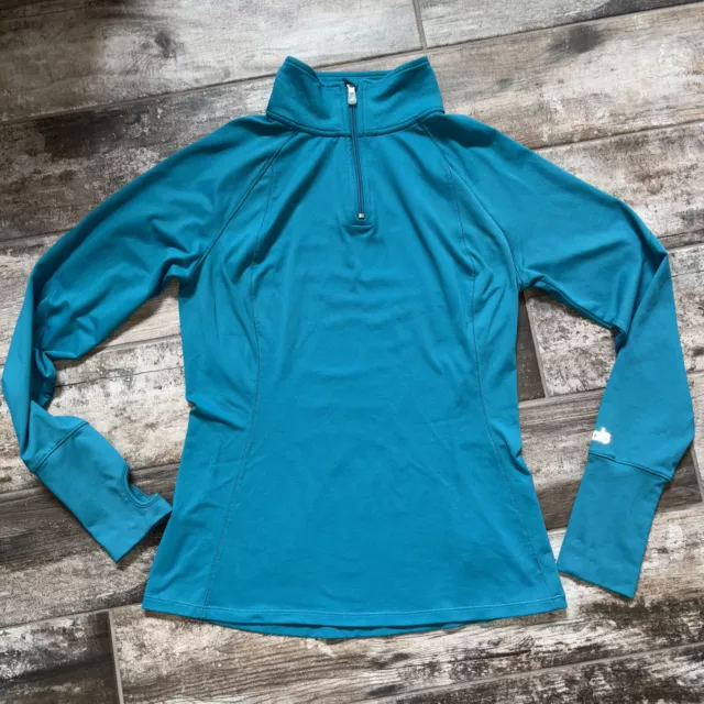 Alo Yoga Pullover Long Sleeve Activewear Top 1/4 Zip Womens M Teal Blue Workout