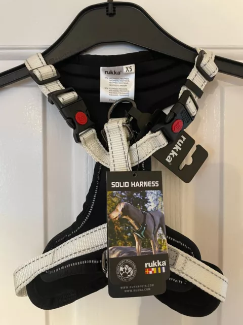 Rukka Pets - Dog Adjustable Solid Harness in Black and White