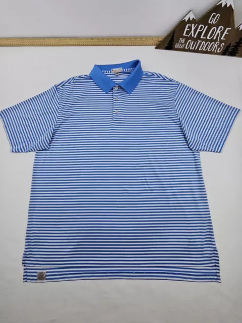PETER MILLAR MENS Polo Shirt Size XXL Color Blue Striped Golf Casual ...