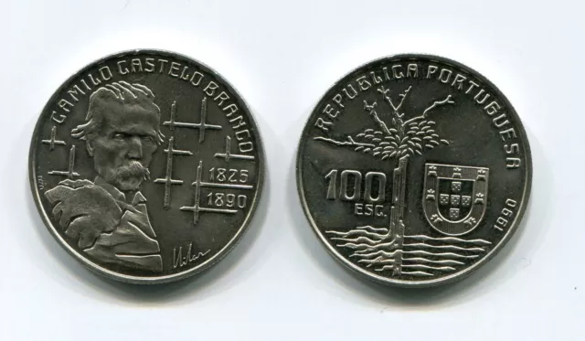 1990 Portugal 100 Shield Camilo Castelo Branco Cu-Ni