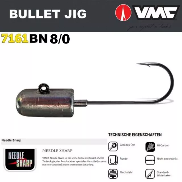 2 Stück VMC - 7161BN Bullet-Jighaken 8/0 100g  Top für Sandaale  u. Hogy