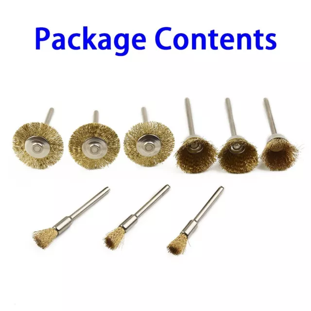 9pcs 1/8 Shank Wire Brush Brushes Brass Cup Wheel For Grinder Drill 3.2* 44mm