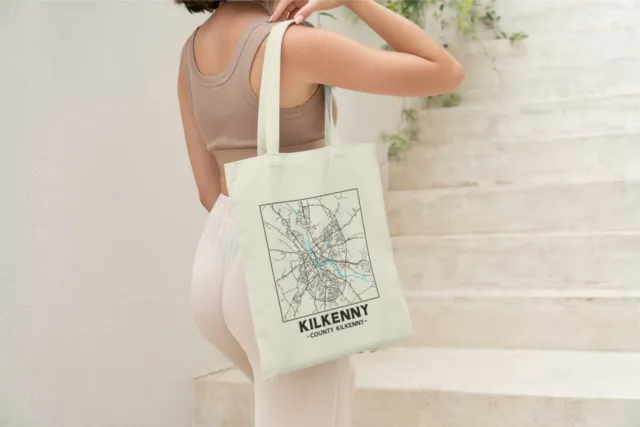 Kilkenny, County Kilkenny, Republic of Ireland, City Map Cotton Shopper Tote Bag