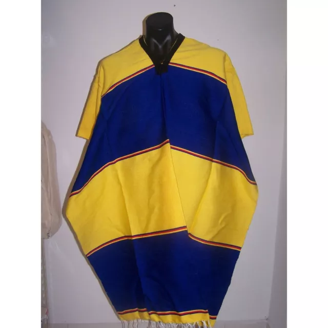 Mexican Poncho Blue & Yellow