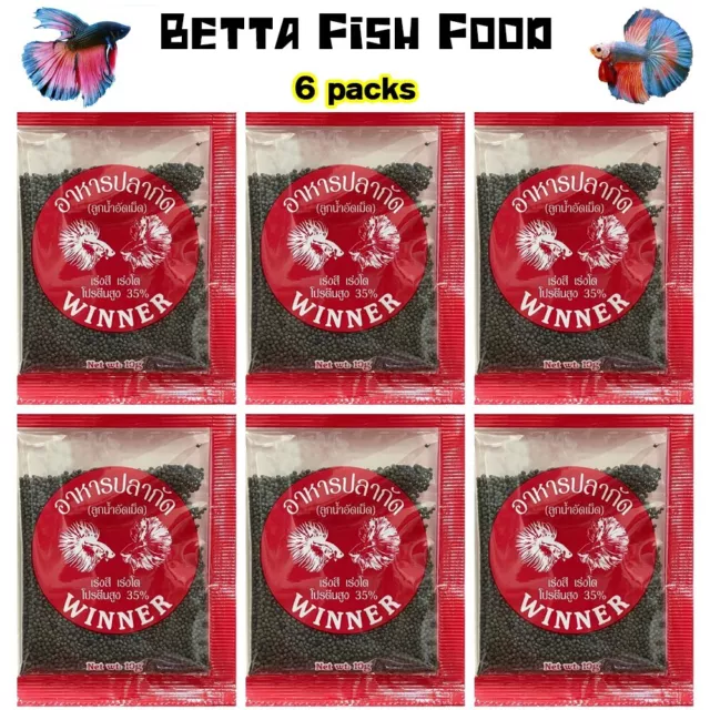 Betta Fish Food 6 Packs WINNER Micro Pellet Alto Color Nutritivo Crecimiento Acuario