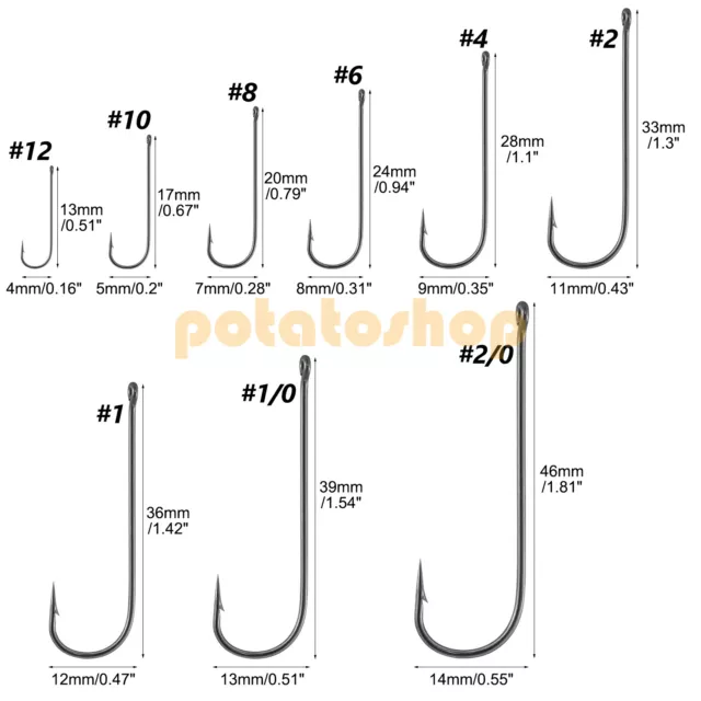100pcs Aberdeen Hooks Long Shank Light Wire Offset Crappie Panfish Bass Fishing