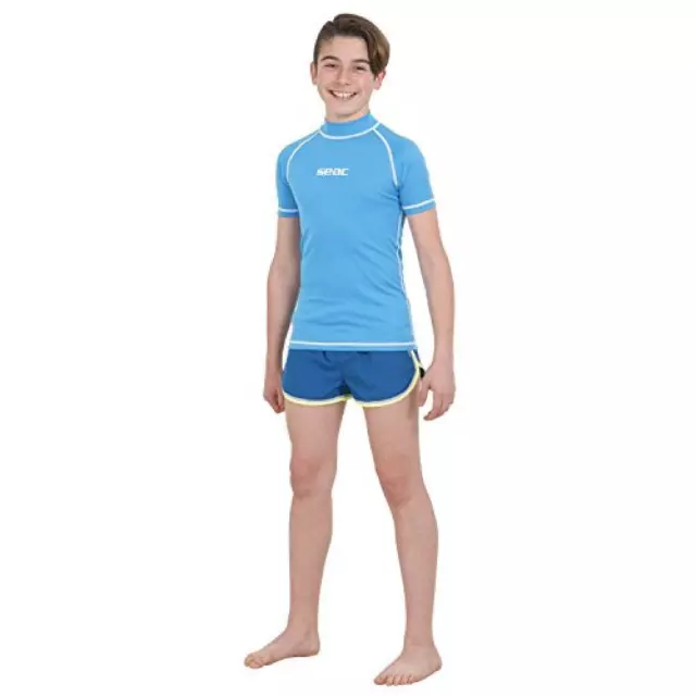 (TG. 9 anni) SEAC T-Sun Short, Maglia Protettiva Rash Guard per Snorkeling e Nuo