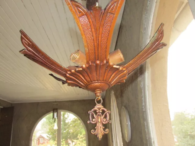 Art Deco Markel Slip Shade Chandelier for Restoration