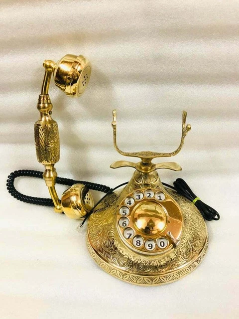 Teléfono giratorio vintage de latón náutico Teléfono antiguo francés...