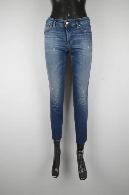 Jeans Elasticizzato Donna Diesel Denim Pantalone Blu Skinny Taglia W27