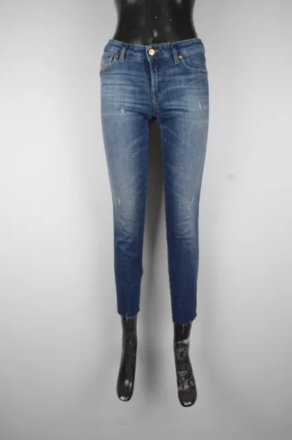 Jeans Elasticizzato Donna Diesel Denim Pantalone Blu Skinny Taglia W27