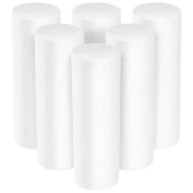 6x 15cm weiße Polystyrolschaum-Zylinder für DIY-Weihnachtsdeko-LU