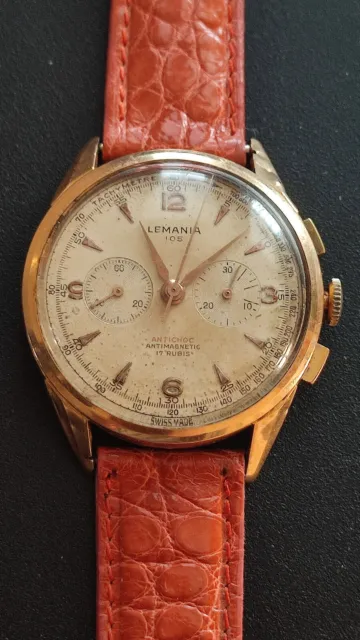 Orologio Cronografo Vintage 50 " LEMANIA 105 " 37mm Cassa ORO 18kt  LEMANIA 1270